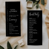 Black Elegant Modern Minimalist Wedding Program
