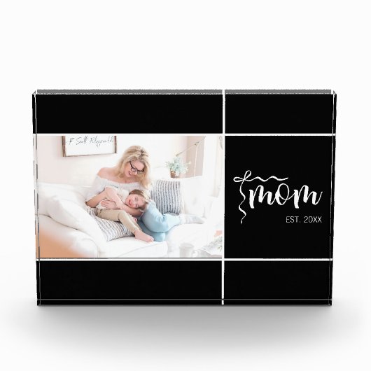 Black Elegant Mom Established Bow Add Photo フォトブロック (正面)