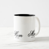 Black Elegant Script Established Mom ツートーンマグカップ (正面右)