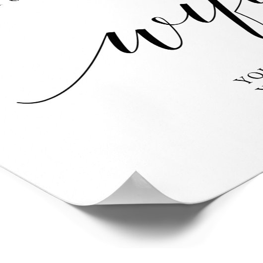 Black Elegant Typography Wedding Wifi Password ポスター (角)