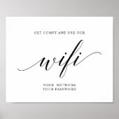Black Elegant Typography Wedding Wifi Password ポスター (正面)