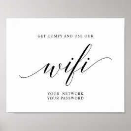 Black Elegant Typography Wedding Wifi Password ポスター