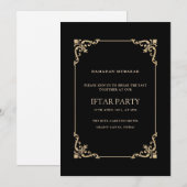 Black Elegant Vintage Frame Ramadan Iftar Party 招待状 (正面/裏面)