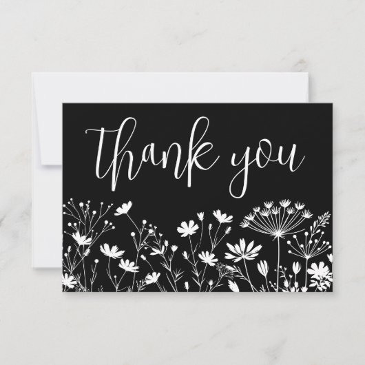 Black Elegant Wildflower サンキューカード (正面)