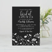 Black Elegant Wildflower Bridal Shower 招待状 (スタンド正面)