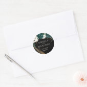 Black Emerald Green Rose Floral Wedding ラウンドシール (封筒)