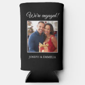 Black Engagement Party Photo Happily Ever After スリム缶クーラー (正面)