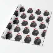 Black English Cocker Spaniel Dog with Santa Hat ラッピングペーパー (アンロールド)