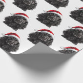 Black English Cocker Spaniel Dog with Santa Hat ラッピングペーパー (角)