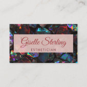  Black Esthetician Opal Gemstone QR Code 名刺 (正面)