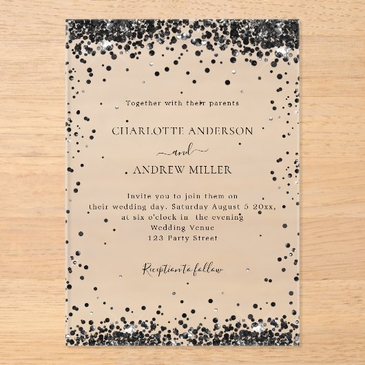 Black evening clear wedding  アクリル招待状 (正面)