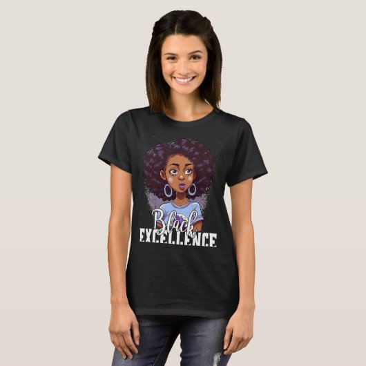 Black Excellence African Pride Black History Month Tシャツ (正面フル)