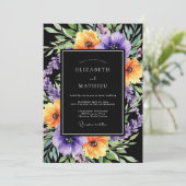Black Exquisite Botanical Autumnal Wedding 招待状 (スタンド正面)