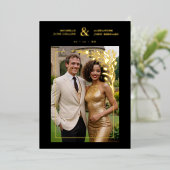 Black Exquisite Ornate Tulips Frame Photo Wedding  箔招待状 (立ち正面)