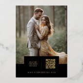 Black Exquisite Simple Wedding Botanical Monogram 箔招待状 (裏面)