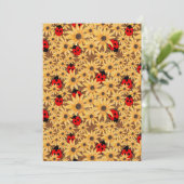 Black-Eyed Susan And Ladybugs Seamless Pattern 招待状 (スタンド正面)