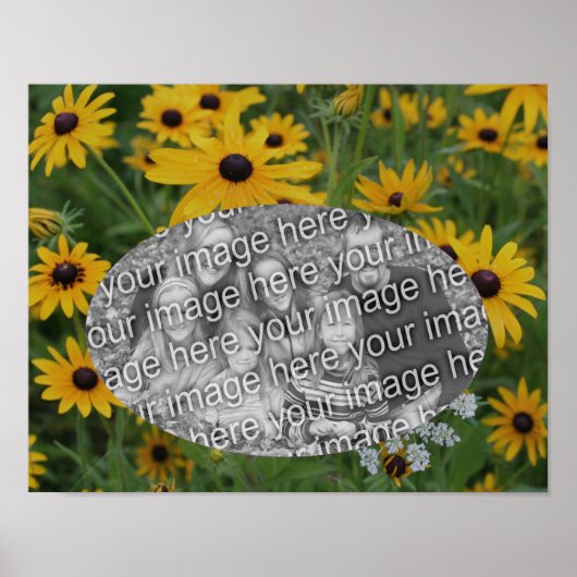 Black Eyed Susan Daisy Add Your Photo Frame  ポスター (正面)