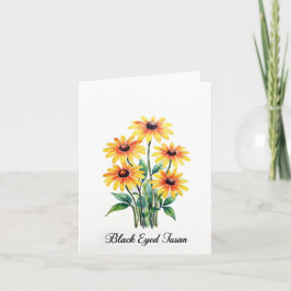 Black Eyed Susan Floral Blank Note Card ノートカード
