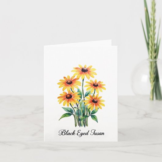 Black Eyed Susan Floral Blank Note Card ノートカード (正面)