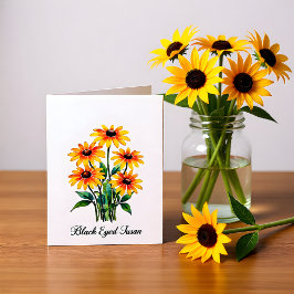 Black Eyed Susan Floral Blank Note Card ノートカード