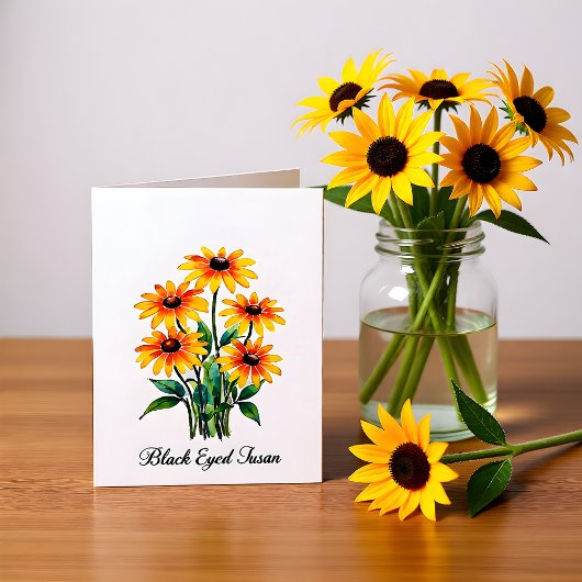 Black Eyed Susan Floral Blank Note Card ノートカード