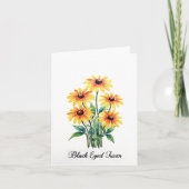 Black Eyed Susan Floral Blank Note Card ノートカード (正面)