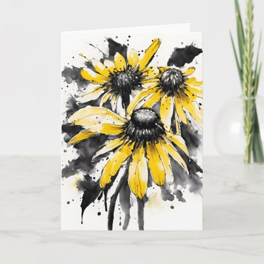 Black-eyed Susan - Watercolor flowers カード (正面)