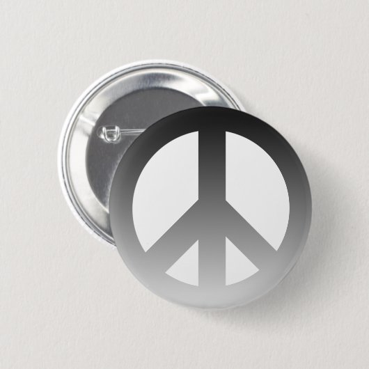 Black Fade CND Peace Symbol on White 缶バッジ (正面&裏面)
