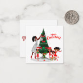 Black Family Christmas Card ノートカード (正面/裏面インサイチュ)