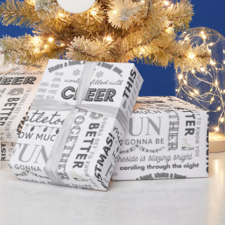 Black Family Christmas Typography Wrapping Paper ラッピングペーパー