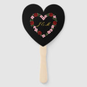 black fan with a pink and red heart (Set of 10) ハンドファン (正面)