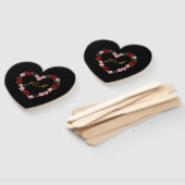 black fan with a pink and red heart (Set of 10) ハンドファン (組立なし)
