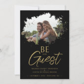 Black Fancy Brushstroke Grunge Splatter Photo セーブザデート (正面)