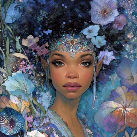 Black Fantasy Art African American Elf Goddess ポスター