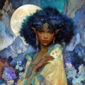 Black Fantasy Art Black Elf Queen Goddess ポスター