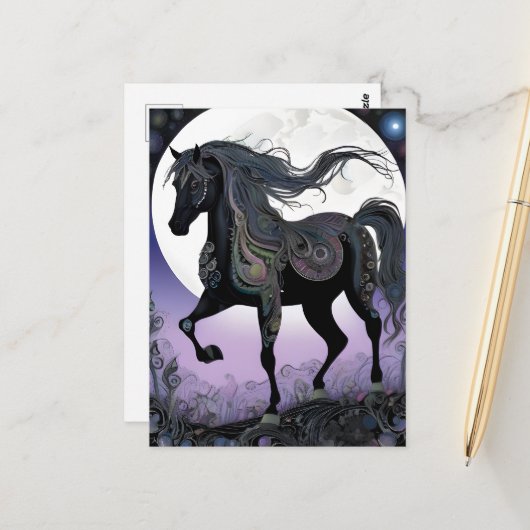Black Fantasy Horse ポストカード (正面/裏面インサイチュ)