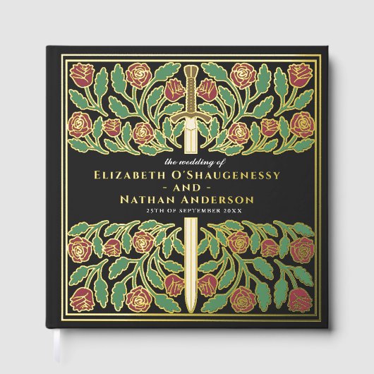 Black Fantasy Royal Medieval Sword Wedding ゲストブック (正面)