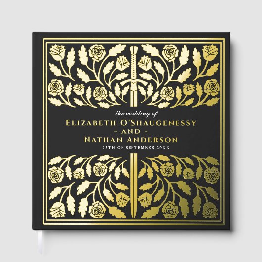 Black Fantasy Royal Medieval Sword Wedding ゲストブック (正面)