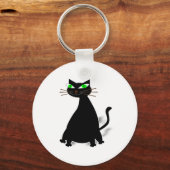 Black Fat Cat With Green Eyes キーホルダー (正面)