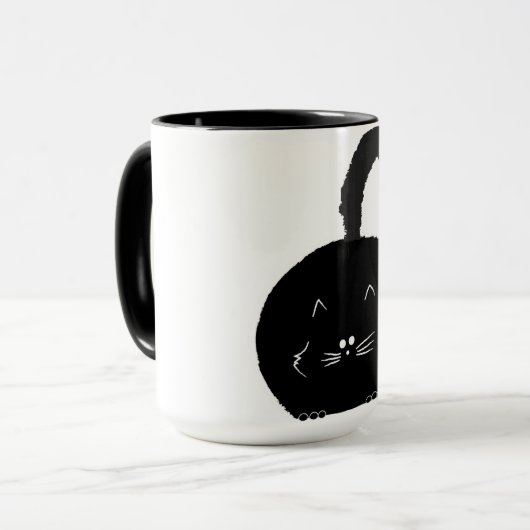 Black fatty cat mug マグカップ (正面左)