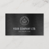 Black Faux Brushed Steel Professional QR Code 名刺 (正面)