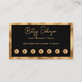 Black & Faux Gold Foil Flat Loyalty Card ロイヤリティカード