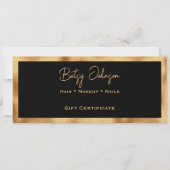 Black & Faux Gold Foil Gift Certificate Card 招待状 (正面)