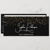 Black & Faux Gold Glitter Gift Certificate Card 招待状 (正面/裏面)
