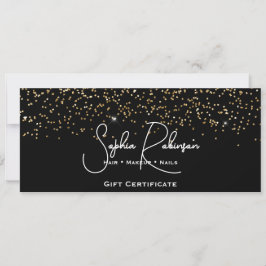 Black & Faux Gold Glitter Gift Certificate Card 招待状