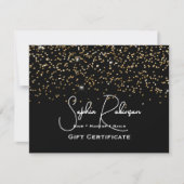 Black & Faux Gold Glitter Gift Certificate Card 招待状 (正面)