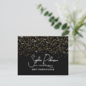 Black & Faux Gold Glitter Gift Certificate Card 招待状 (スタンド正面)