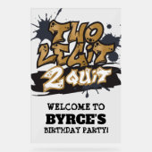 Black Faux Gold Two Legit 2 Quit Welcome アクリルサイン (正面)