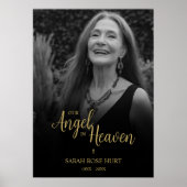 Black Faux Golden Luxurious Chic Photo Funeral ポスター (正面)