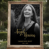 Black Faux Golden Luxurious Chic Photo Funeral ポスター